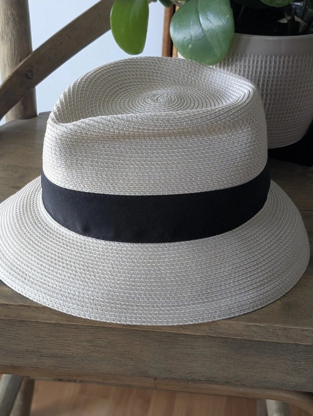 Eric Javits Classic Squishee Straw Packable Fedora Sun Hat Cream/Black - Picture 10 of 16
